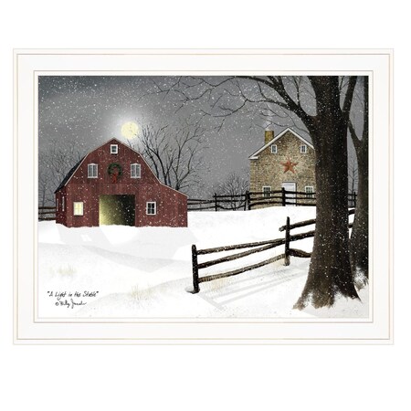 Homeroots Light in the Stable 5 White Framed Print Wall Art 406302