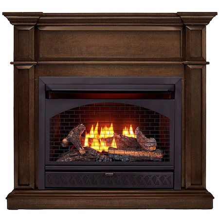 Procom Heating Dual Fuel Vent Free Gas Fireplace System, 26,000 BTU, T-Stat Control, Gingerbread Finish FBNSD28T-3G