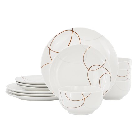 Elama Sydney 12 Piece Porcelain Dinnerware Set, Service for 4 750123741M