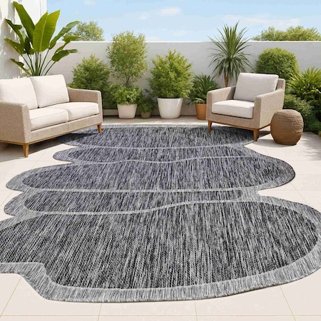 Jonathan Y Jasper Modern Rustic Abstract Dark Gray/Gray 5 ft. x 8 ft. Indoor/Outdoor Shaped Area Rug SHP101A-5