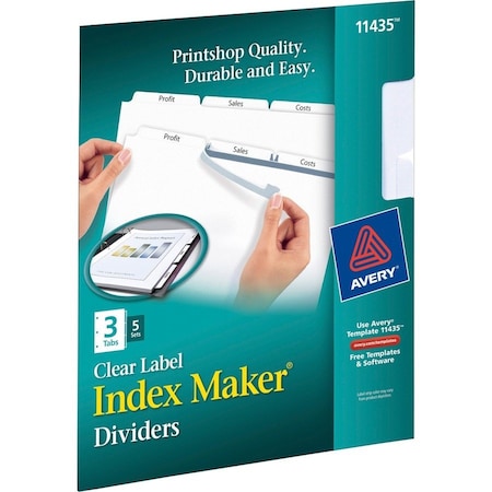 Avery Dividers, Index, Reg Tab, 3Tab 5PK AVE11435