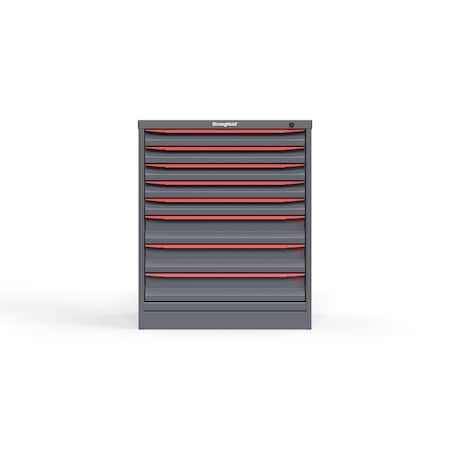 Strong Hold 8 drawer cabinet - (5x 2ft, 3x 4ft) - Red accents - Keyed Alike S3036-PPAAS-0802DS