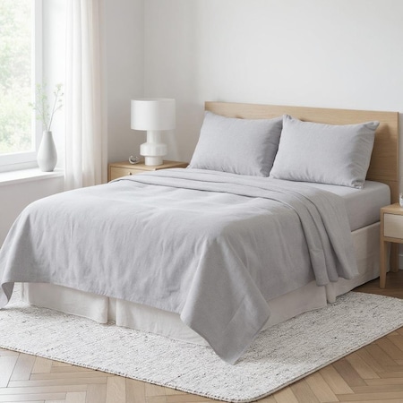 Homeroots Cloud Linen Full Double Flat Sheet 520742