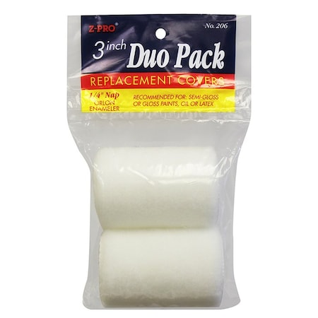 Duo-Pack 3in x 1/4in Nap Premier Z-Pro Trim Roller Cover, Orlon 206