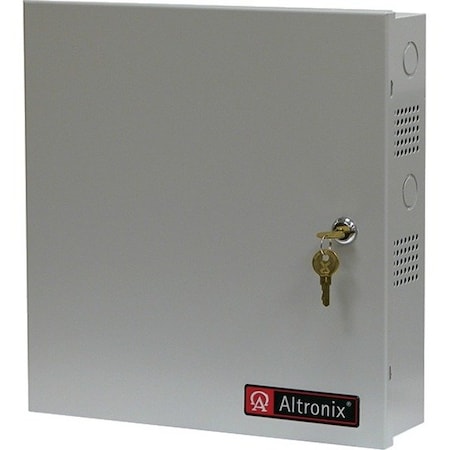 Altronix Enclosure in Door, Gray 13 5 Hx13 Wx3.25 D, Cam Lock, Fits Two (2) 12VDC/7AH Batteries BC300