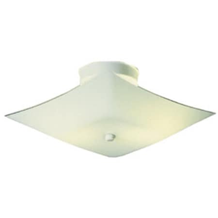 Cling 2-Light 11.2 in. White Square Glass Ceiling Mount, White Finish CL272279