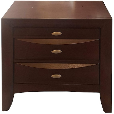 Homeroots 25" Espresso Three Drawers Solid Wood Nightstand 285546