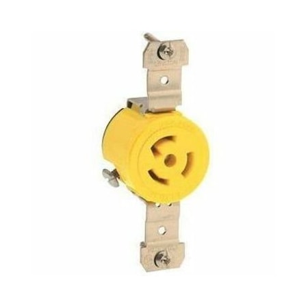 Leviton LockingReceptacle, 15A, 1-1/2hp, 125VAC, Ylw 47CM-10