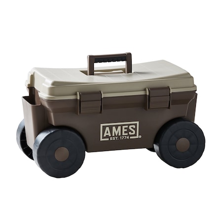 Ames Garden Cart Caddy, 4-Wheel, Tool Storage, Snap-close Lid 20213200