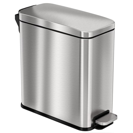 Hls Commercial 3 gal Rectangular Indoor Metal Can, Silver, Step Pedal, Stainless Steel, 7 in HLSS03RFR