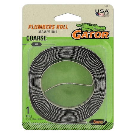 Gator Finishing Emery 1 in x 10 ft Plumbers Abrasive Roll, Coarse 4735