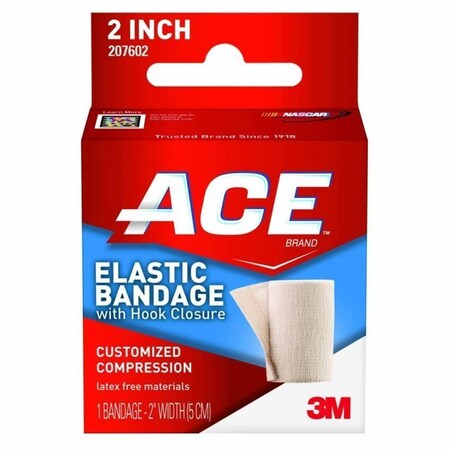 3M Elastic Bandage ACE 2inx4.2ft Single Hook and Loop Closure Tan NonSterile Standard Compressio, 72PK 207602