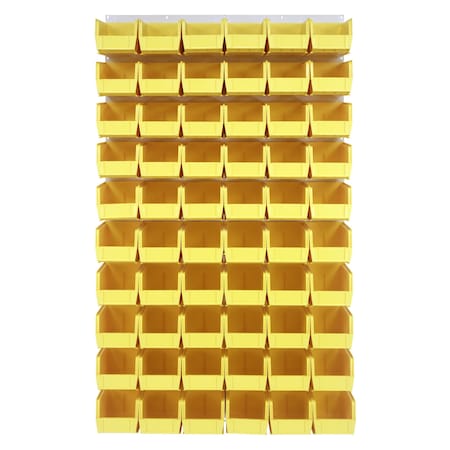 Quantum Storage Systems 36X61 HC LOUVERED PANEL W/60 BINS YELLOW QLP-3661HC-230-60YL