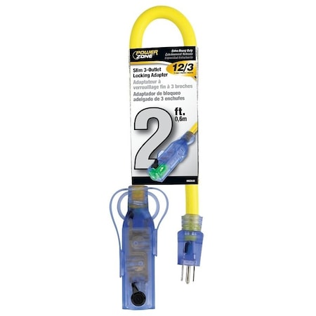 Powerzone Adapter Cord, 3 Outlets, Yellow ORBAD50802