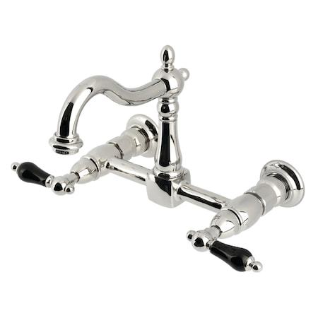 Kingston Brass Two-Handle Wall Mount Bridge Kitchen Faucet, Polished Nickel KS1266PKL