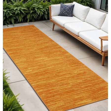 Homeroots 18' Orange And Yellow Indoor Outdoor Runner Rug 564165