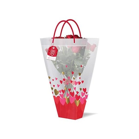Nashville Wraps Valentine Floral Vase Carrier Bag, 19 x 14 x 5, 25PK 25VALFLBAG