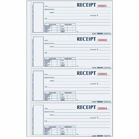 Rediform Money Receipt Book, 3-Part, Carbonless, 2-3/4" x 6-7/8", 200 Sets/Book S1657NCL