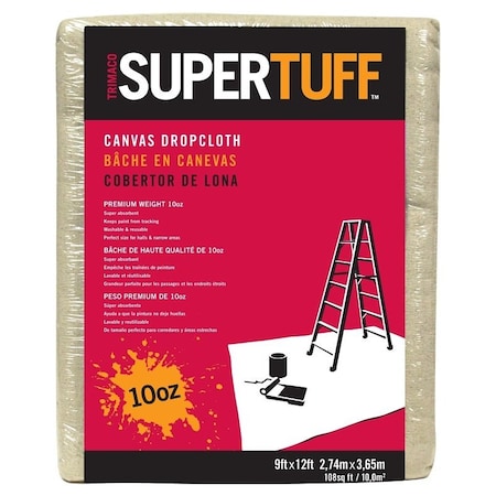 Triamco Trimaco SUPERTUFF Drop Cloth, 12 ft L, 9 ft W, Canvas, Tan 51121
