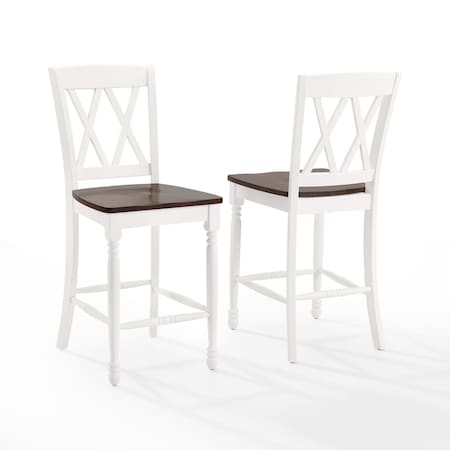 Crosley Shelby 2-Piece Counter Height Bar Stool Set CF501024-WH
