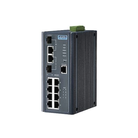 Advantech 8G + 2G Combo Managed POE+ switch w/Wide temp EKI-7710G-2CPI-BU
