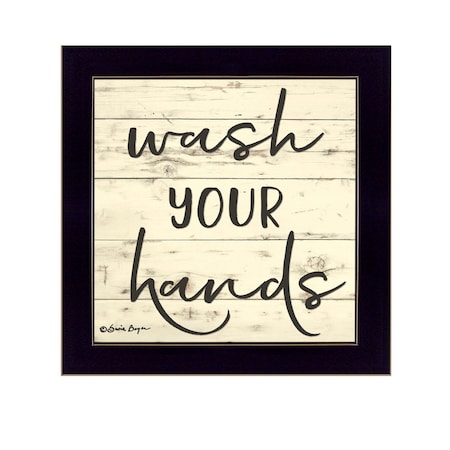 Homeroots Wash Your Hands Black Framed Print Bathroom Wall Art 529638