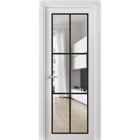 Sartodoors Solid French Door Clear Glass, Lucia 2366 White Silk and Aluminum Strips, Single Regular Panel Fra LUCIA2366ID-WS-28 x 84-Butterfly