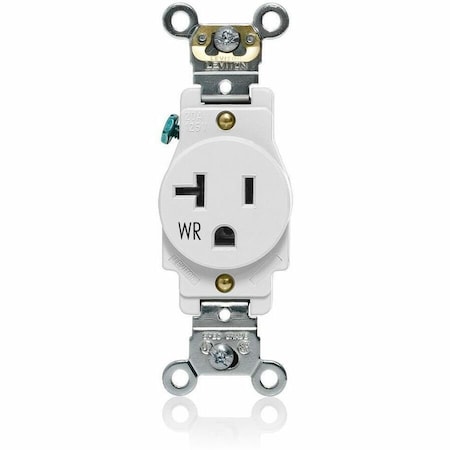 Leviton Single Receptacle Outlet, 20A, White, 125V W5361-W