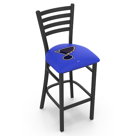 Holland Bar Stool Co 25" Blk Wrinkle St Louis Blues Stationary Counter Stool, Ladder Back L00425STLBlu