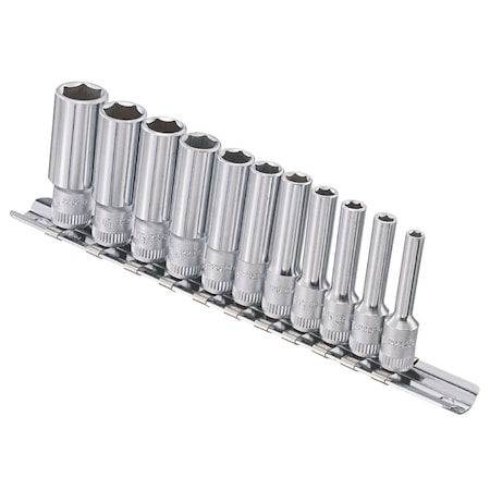 Genius Tools 11PC 1/4in Dr. Metric Deep Hand Socket Set GD-211M