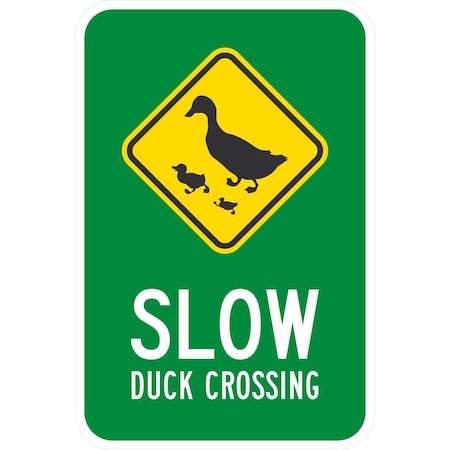 Lyle Slow Duck Crossing, 12x18, Diamond Grade, White G-2972-DG_12x18