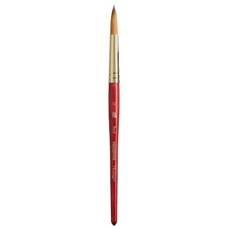 Princeton Heritage Round Brush, Synthetic Bristles, Short Handle Watercolor Paintbrush, Scarlet, Size 12 P4050R12