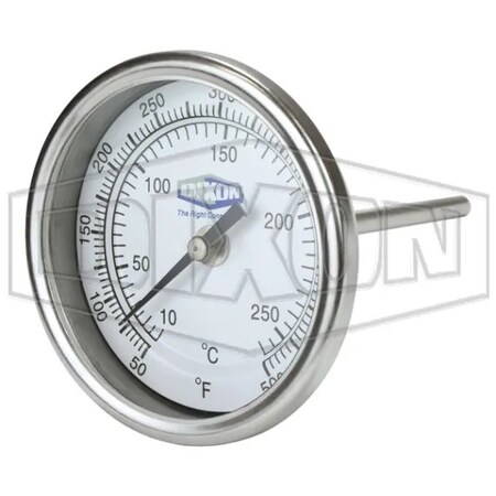 Dixon Model 30 Thermometer, 50 to 500DegF, 1 % Accuracy, 1/2 in MNPT Connection 30040104