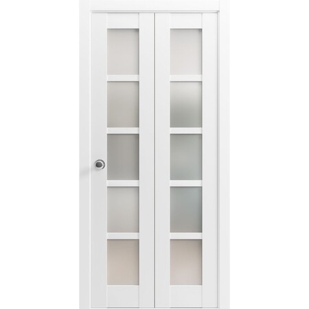 Sartodoors Sliding Closet Bi-fold Doors White Solid Core Modern Interior QUADRO4002BF-WS-48 x 84 (2* 24x84)