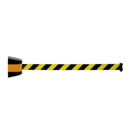 Us Weight Magnetic Wall Mount Retractable Belt Barrier, 33 ft., Chevron U2504CYB