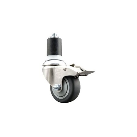 Service Caster 3 Inch 316SS Thermoplastic Rubber Swivel 1-3/4 Inch Stem Caster Lock Brake SCC SCC-SS316TTLEX20S314-TPRB-134