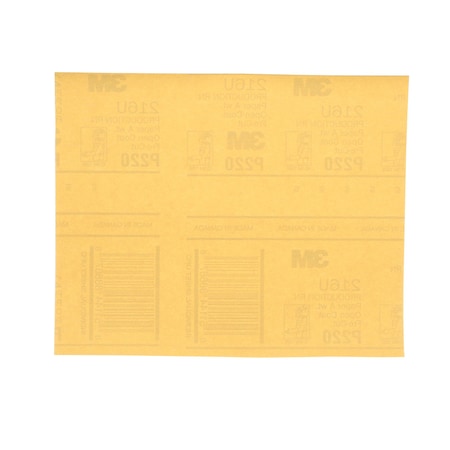 3M Gold Abrasive Sheet, 02544, P220 grade, 9 in x 11 in, 50 sheets per pack, 5PK 216U