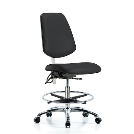 Blue Ridge Ergonomics Vin Med Ben Chair, Med, Bk, Blk, CL100/ESD, No Arms, 22" to 29" Height, Black BR-NECR-VMBCH-MB-CR-T1-A0-CF-EC-ESDBLK