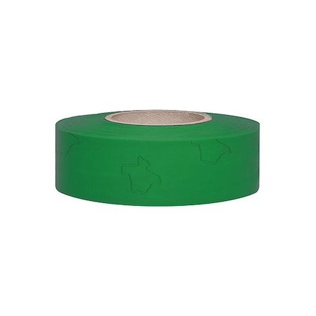 Zoro Select Flagging Tape, No Legend, Green, 1 3/16 in Wide x 300 ft Length, Vinyl, 2 mil TXG-200