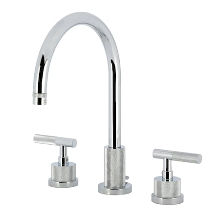 Kingston Brass Widespread Bathroom Faucet with Knurled Handle and Brass Pop-Up, Polished Chrome KS8921KNL