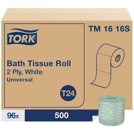 Tork Standard Core, 2 Ply, 500 Sheets, White, 96 PK TM1616S