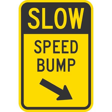 Lyle Slow Speed Bump (with Down Arrow Pointing Right), 12x18, Diamond Grade, Yellow G-2778-DG_12x18