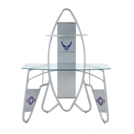 Homeroots 47" Clear and Silver Glass Computer Desk 319061
