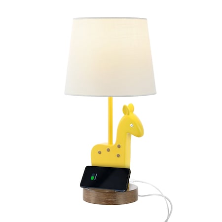 Jonathan Y Sahara 17.5" Mid-Century Vintage Iron/Resin Giraffe LED Kids' Table Lamp w/Phone Stand and USB Charg JYL6311A