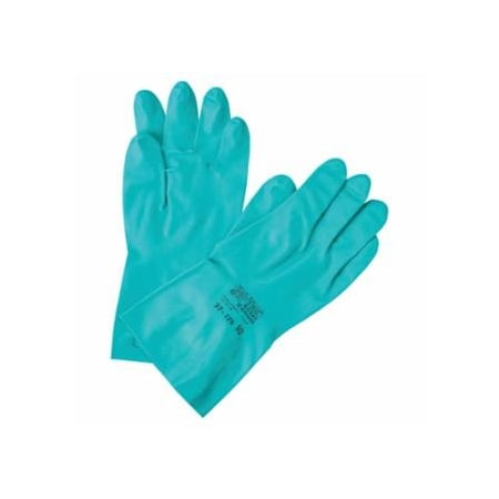 Alphatec Solvex 37-175 Nitrile Gloves, Gauntlet Cuff, Cotton Flock Lined, Size 10, Green, 17 mil, 12PK 012-37-175-10