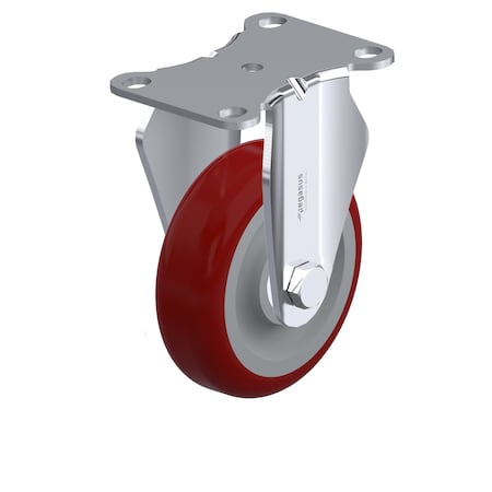 Pegasus Caster, Rigid Plate, Red Urethane, 220 lb. P12R-URP030K-12
