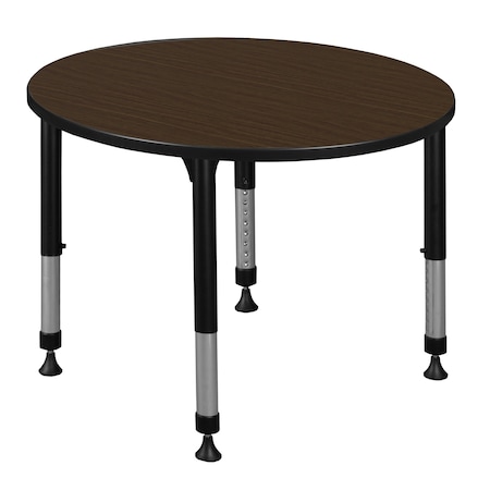 Regency Round Kee Height Adjustable Classroom Activity Table, 36 in W, 36 in L, Neo Walnut TB36RNDNWAPBK