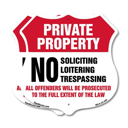 Signmission Private Property Shield Label Set No Sol, 12 inch X 12 inch, Aluminum Metal Sign, 2PK SHI-A-2PACK-12-439