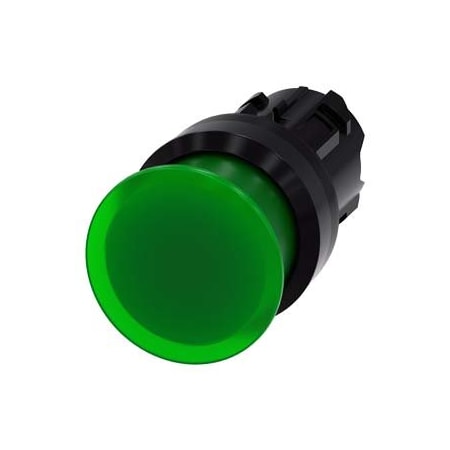 Siemens Illuminated mushroom pushbutton, 22 mm, round, plastic, green, 30 3SU1001-1AD40-0AA0-ZY13