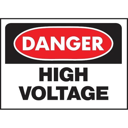 Hy-Ko Danger Sign, Rectangular, HIGH VOLTAGE, Black Legend, White Background, Polyethylene 508